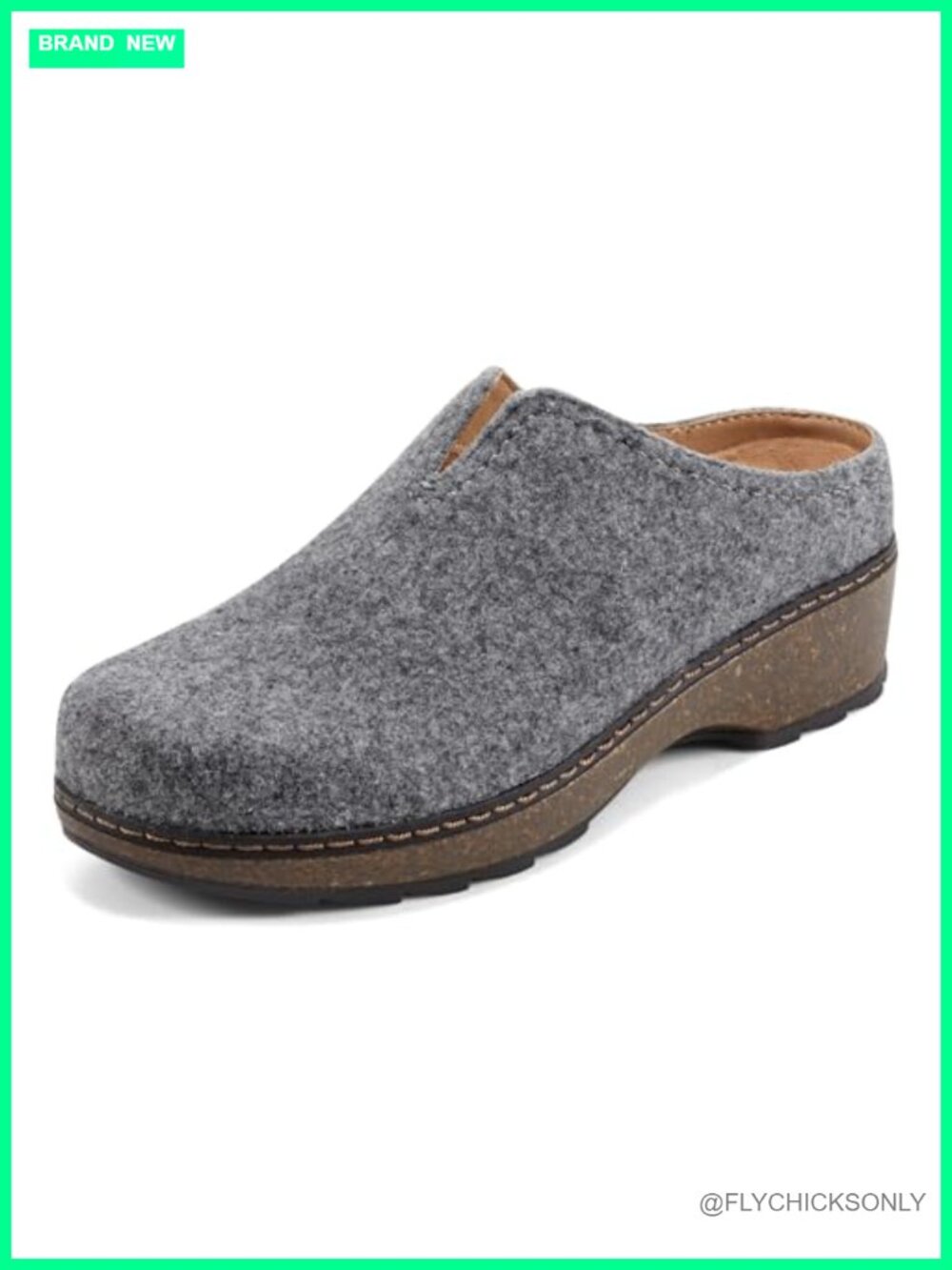 Wool Pull-On Mule with Cushioned Insole Cork Footbed